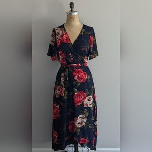Vintage Forever 21 Navy Blue Floral Wrap Dress - NWOT